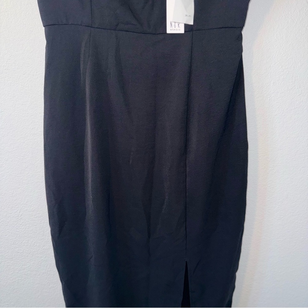 New NSR Black Midi Dress with Slit Small - Picture 8 of 10